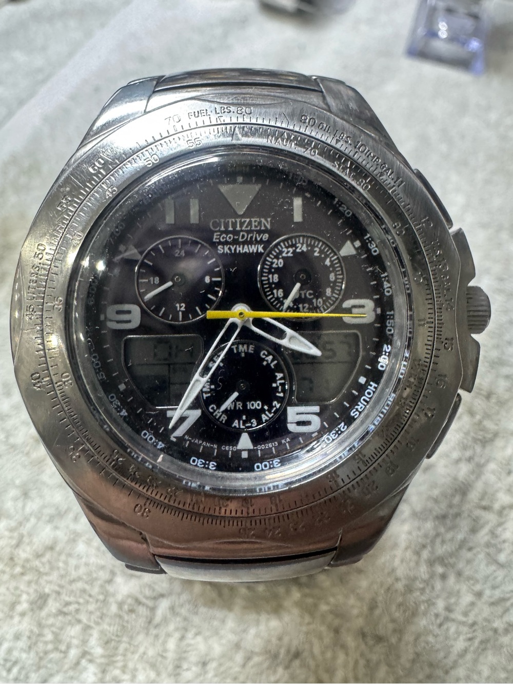 Citizen Eco-Drive Skyhawk Stainless Steel Black Dial Watch